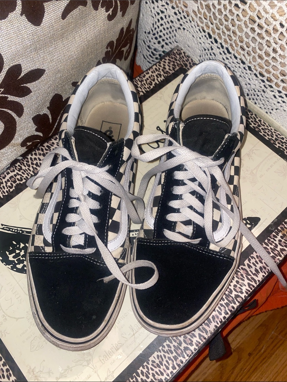 Vans men’s size 10 -retro style - Black and White Checkerboard Low-Top Sneakers